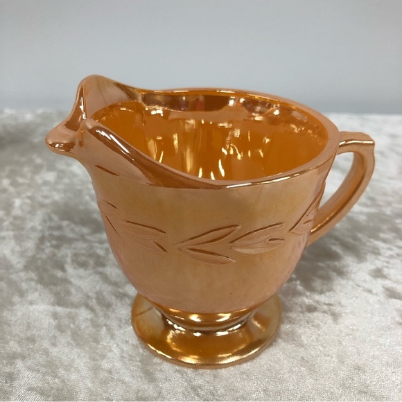 Fire King vintage peach iridescent cream sugar set FLAWED - Picture 9 of 16
